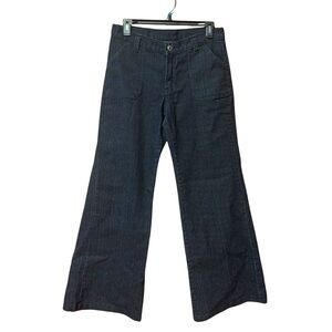 Vintage Dark Blue Pinstripe Wide-Leg Jeans